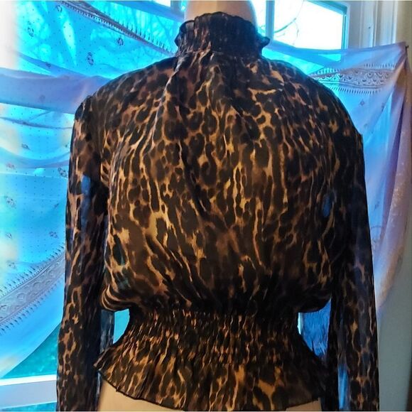 NWOT Sheer Leopard Print Blouse " Live 4 Truth" Size M - Picture 1 of 7